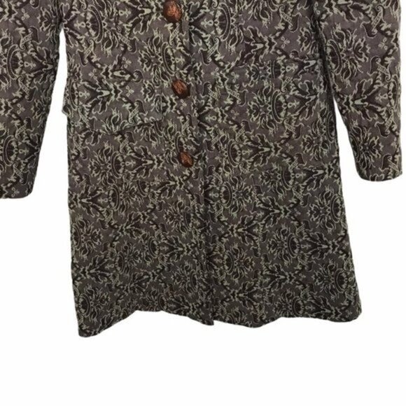 Young Essence Brown Green Embroidered Coat Small - Picture 5 of 12